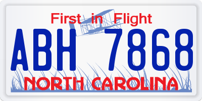 NC license plate ABH7868