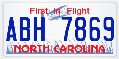 NC license plate ABH7869