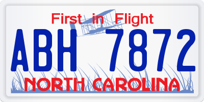 NC license plate ABH7872