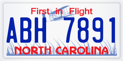 NC license plate ABH7891