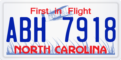 NC license plate ABH7918