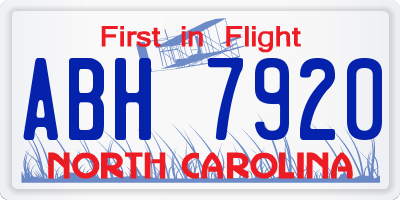 NC license plate ABH7920