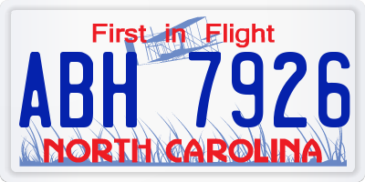 NC license plate ABH7926