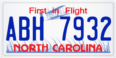 NC license plate ABH7932