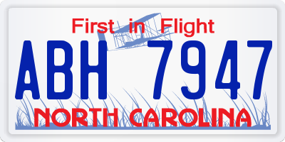 NC license plate ABH7947