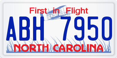 NC license plate ABH7950