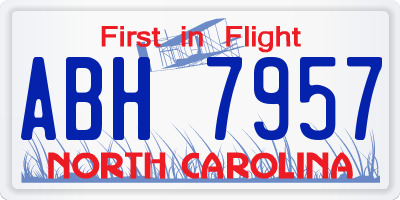 NC license plate ABH7957