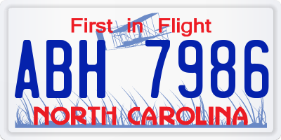 NC license plate ABH7986