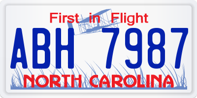 NC license plate ABH7987