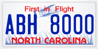 NC license plate ABH8000