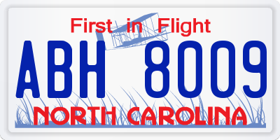 NC license plate ABH8009