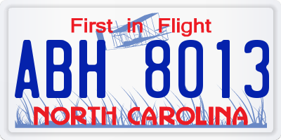 NC license plate ABH8013