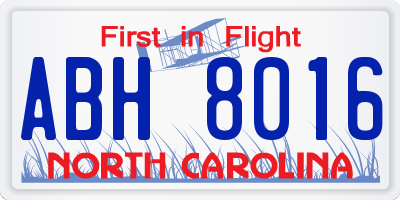 NC license plate ABH8016