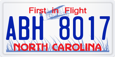 NC license plate ABH8017