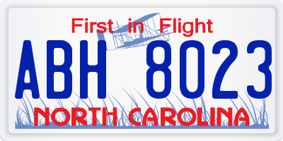 NC license plate ABH8023