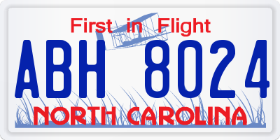 NC license plate ABH8024