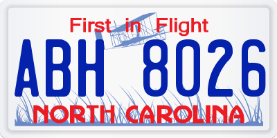 NC license plate ABH8026