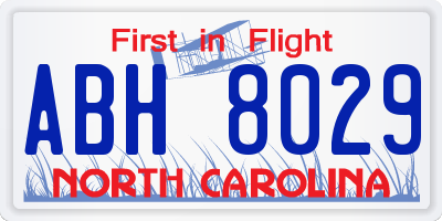 NC license plate ABH8029