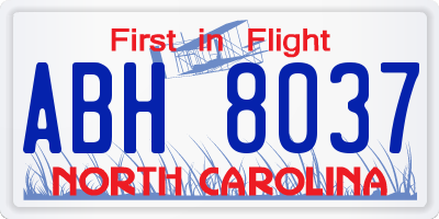 NC license plate ABH8037