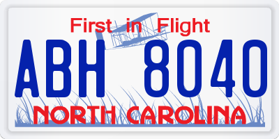 NC license plate ABH8040