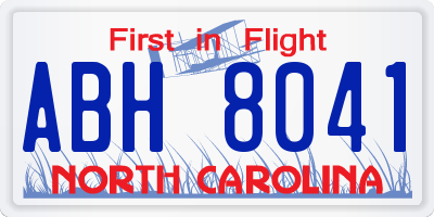 NC license plate ABH8041