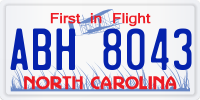 NC license plate ABH8043
