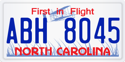 NC license plate ABH8045