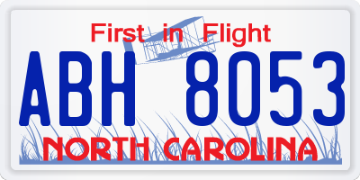 NC license plate ABH8053