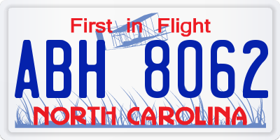 NC license plate ABH8062