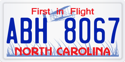 NC license plate ABH8067