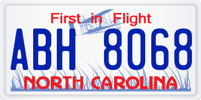 NC license plate ABH8068