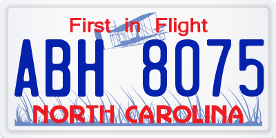 NC license plate ABH8075