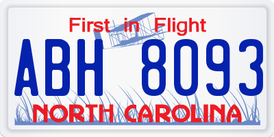 NC license plate ABH8093
