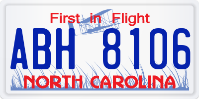 NC license plate ABH8106