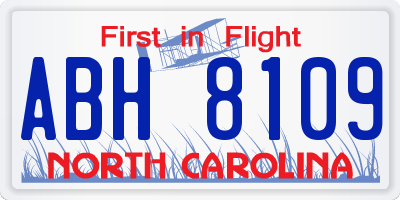 NC license plate ABH8109