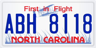 NC license plate ABH8118