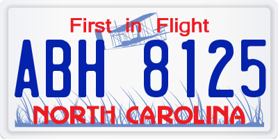 NC license plate ABH8125