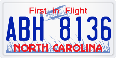 NC license plate ABH8136