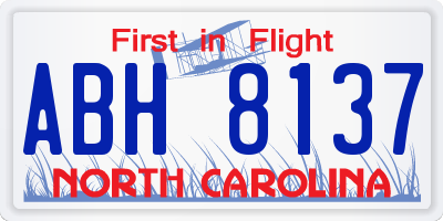 NC license plate ABH8137