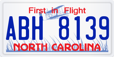 NC license plate ABH8139
