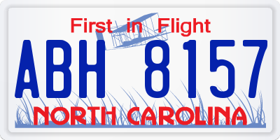 NC license plate ABH8157