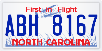 NC license plate ABH8167