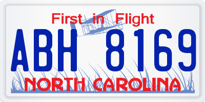 NC license plate ABH8169