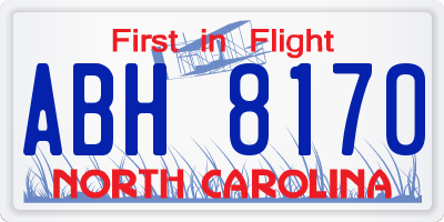 NC license plate ABH8170