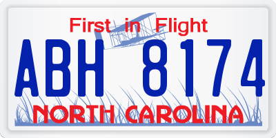 NC license plate ABH8174