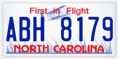 NC license plate ABH8179