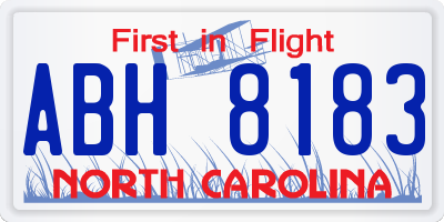 NC license plate ABH8183