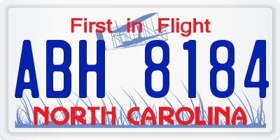 NC license plate ABH8184
