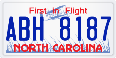 NC license plate ABH8187