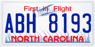 NC license plate ABH8193